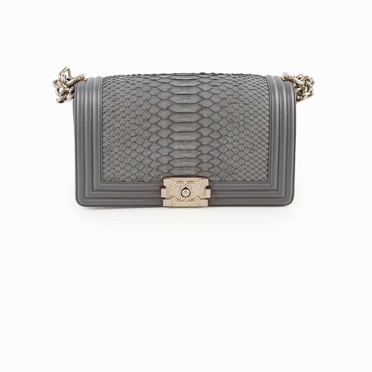 Chanel Boy Old Medium Grey Python (20 Series) - photo 1