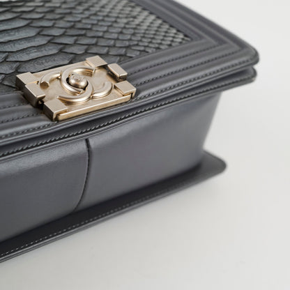 Chanel Boy Old Medium Grey Python (20 Series) - photo 11
