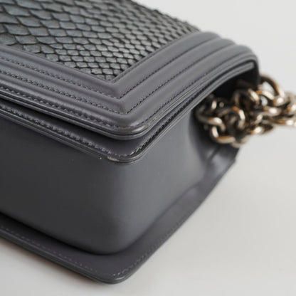 Chanel Boy Old Medium Grey Python (20 Series) - photo 12