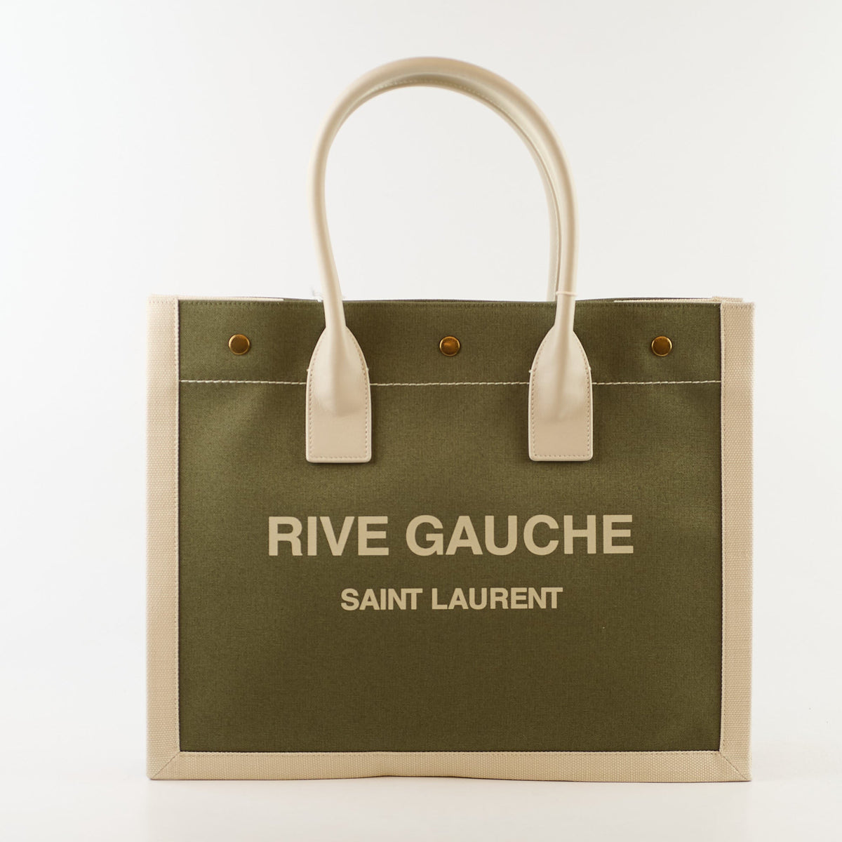 Saint Laurent Tote Bag Canvas Khaki / Lt Grey - photo 1