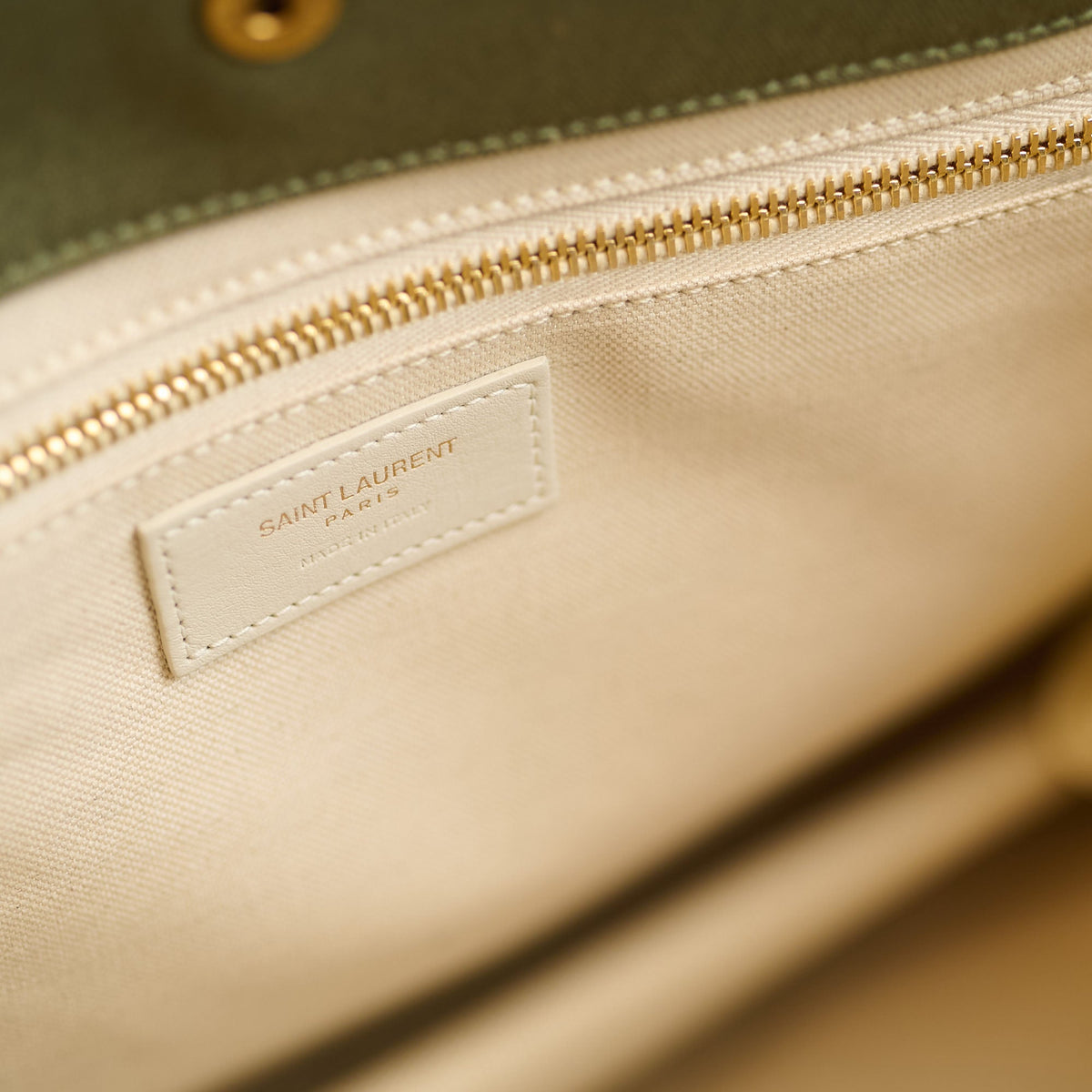 Saint Laurent Tote Bag Canvas Khaki / Lt Grey - photo 5