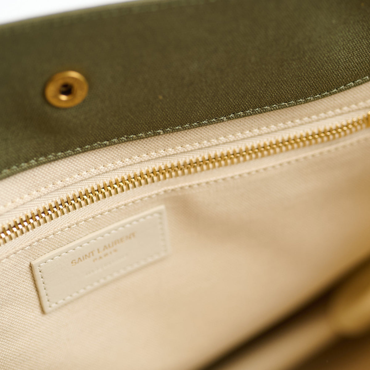 Saint Laurent Tote Bag Canvas Khaki / Lt Grey - photo 6