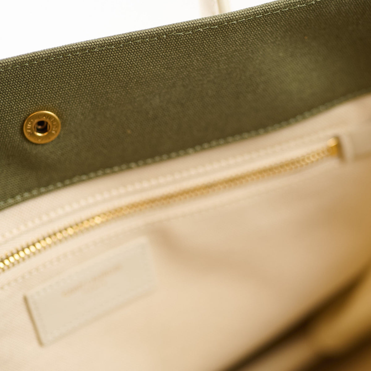 Saint Laurent Tote Bag Canvas Khaki / Lt Grey - photo 7