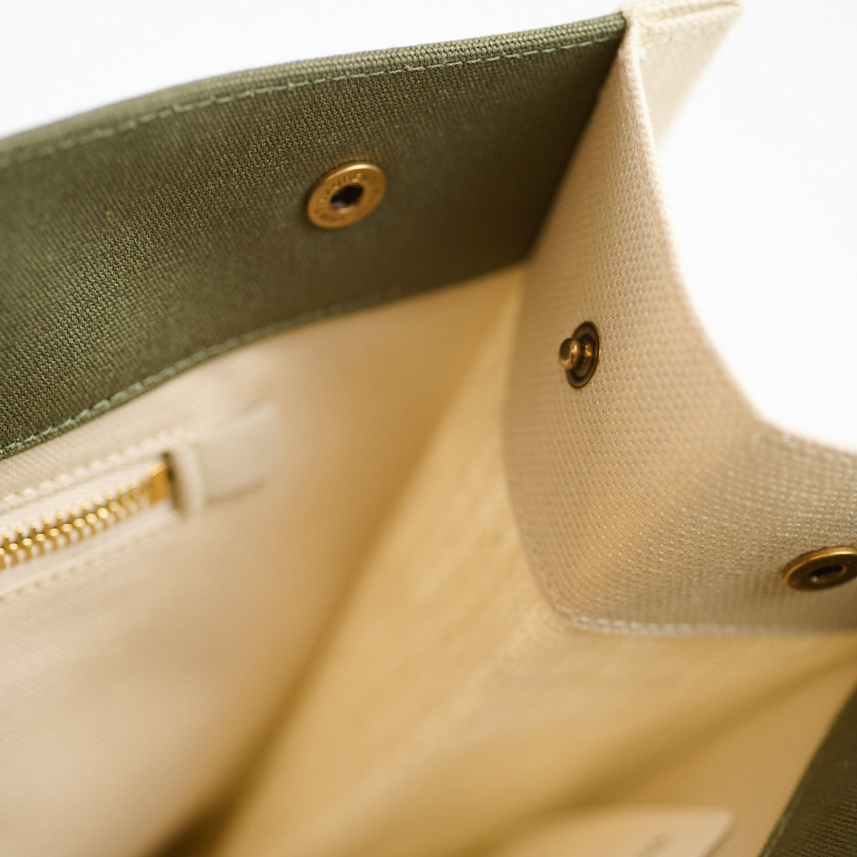 Saint Laurent Tote Bag Canvas Khaki / Lt Grey - photo 8