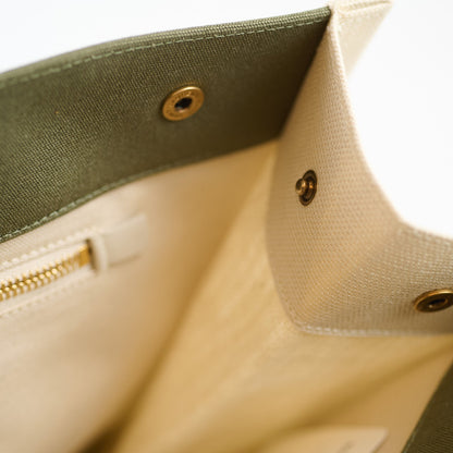 Saint Laurent Tote Bag Canvas Khaki / Lt Grey - photo 8