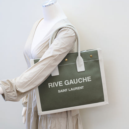 Saint Laurent Tote Bag Canvas Khaki / Lt Grey - photo 13