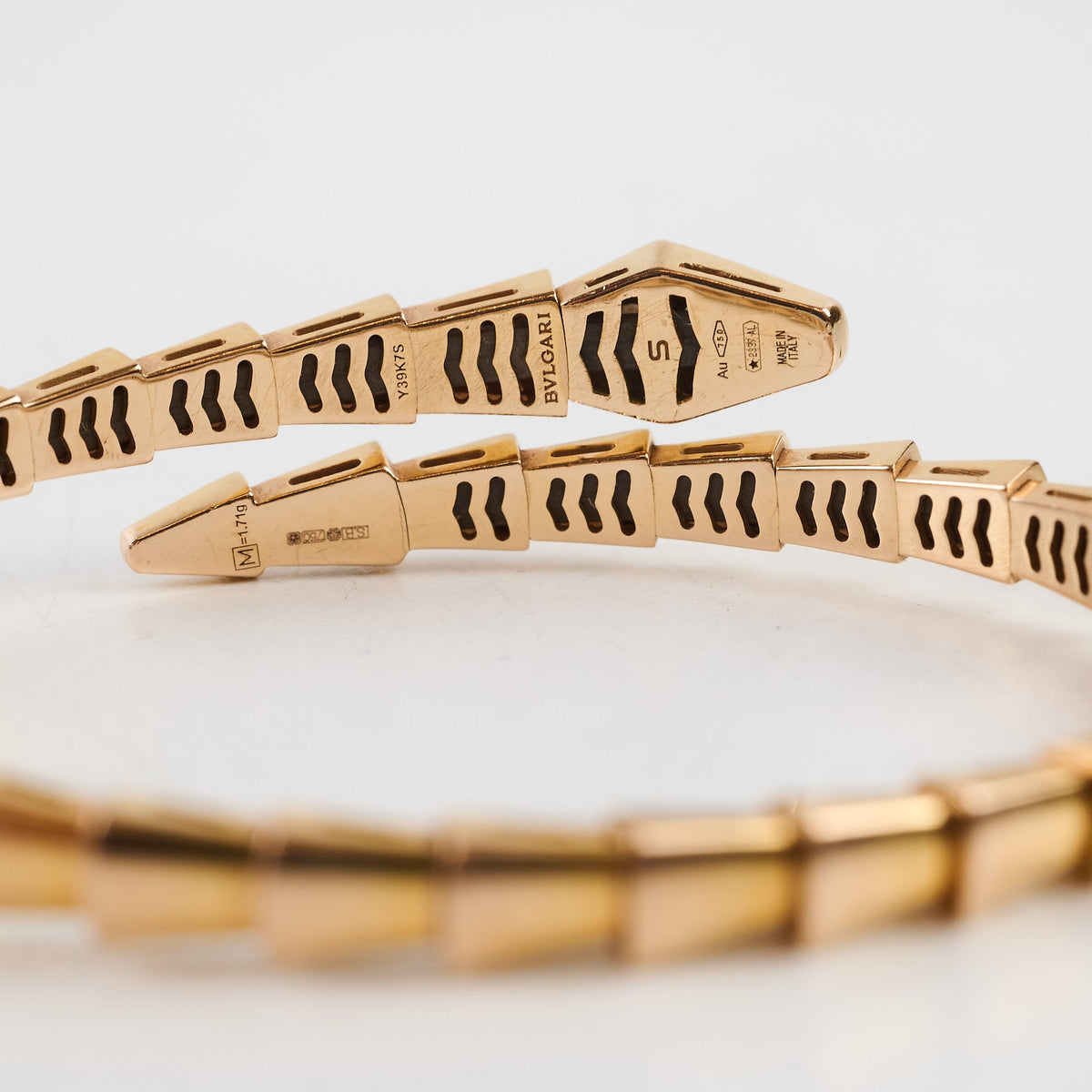 Bvlgari Serpenti Viper Bracelet 18k Rose Gold with Diamonds Size S - photo 5