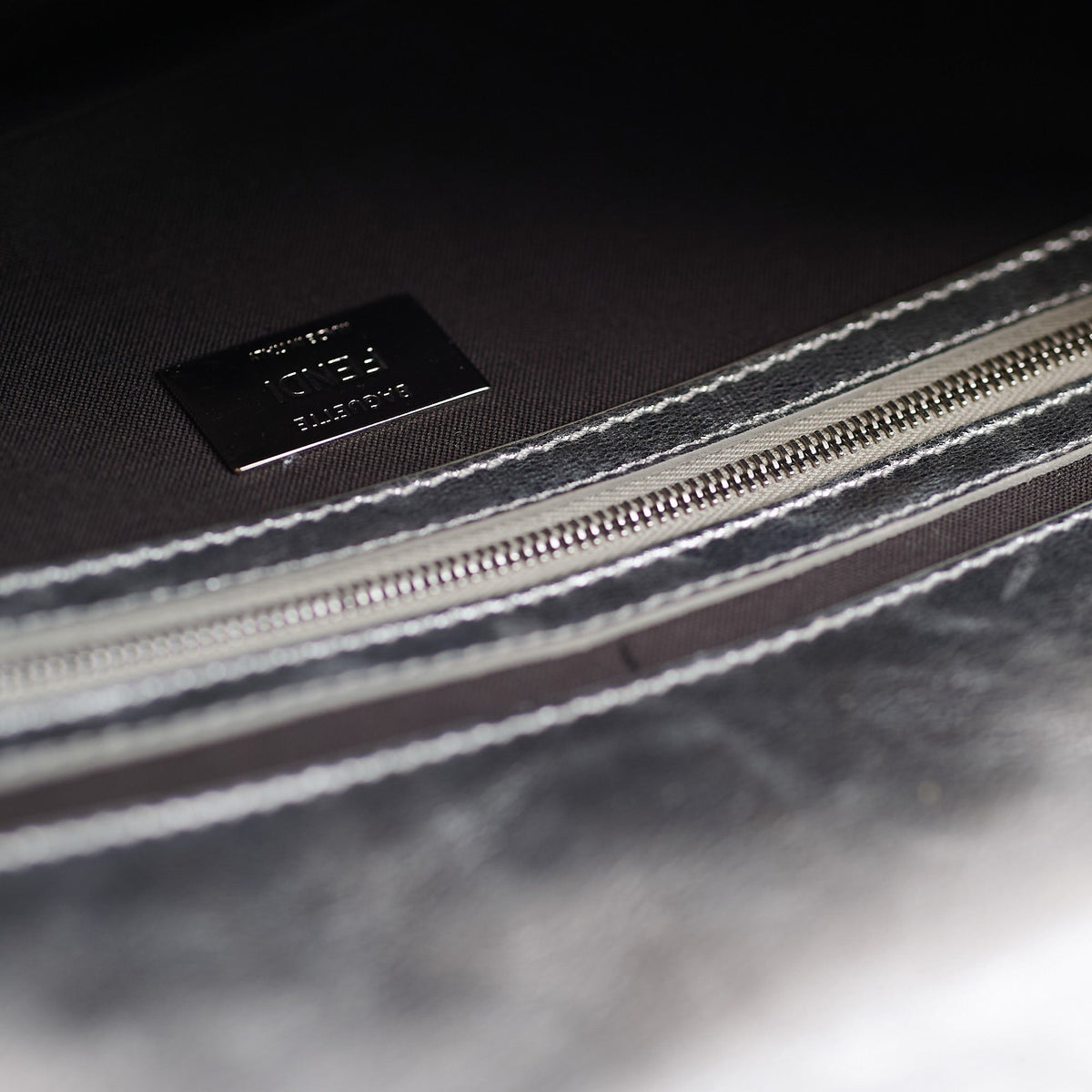 Fendi Medium Baguette FF Metalic Leather Flap Silver - photo 9