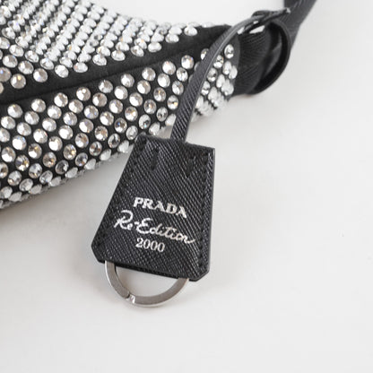Prada Mini Re-edition 2000 Crystal Satin Black - photo 6