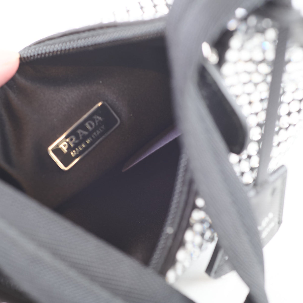 Prada Mini Re-edition 2000 Crystal Satin Black - photo 9