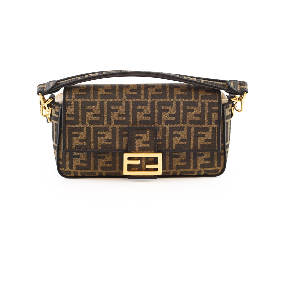 Fendi Medium FF Jacquard Canvas Baguette Brown - photo 1