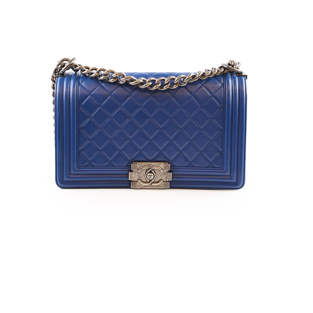 Chanel Old Medium Boy Bag Lambskin Blue 23Series - photo 1