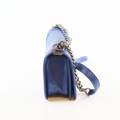 Chanel Old Medium Boy Bag Lambskin Blue 23Series - photo 3
