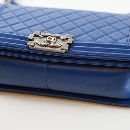 Chanel Old Medium Boy Bag Lambskin Blue 23Series - photo 12