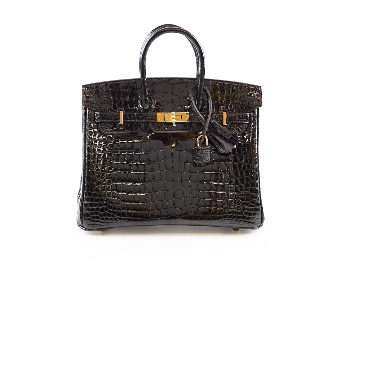 Hermes Shiny Black Croc Porosus Birkin 25 - Z Stamp - photo 1