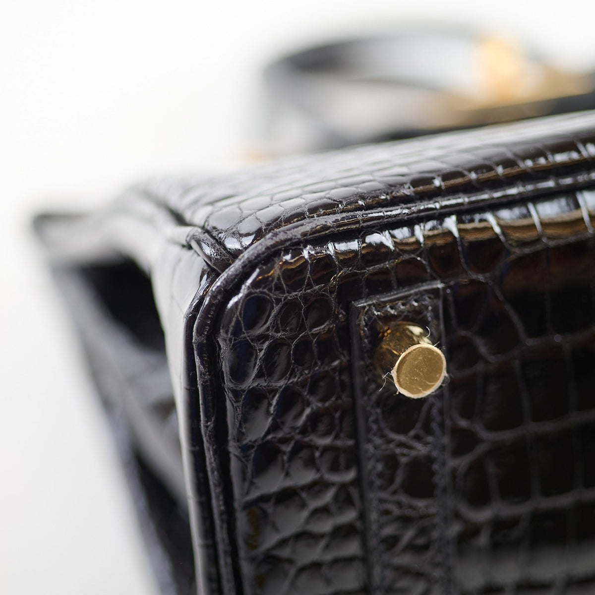 Hermes Shiny Black Croc Porosus Birkin 25 - Z Stamp - photo 8