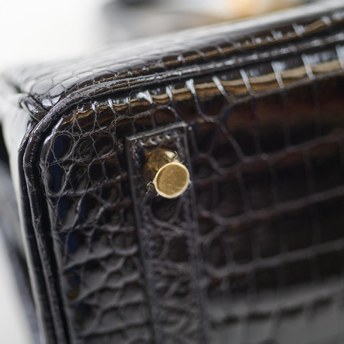 Hermes Shiny Black Croc Porosus Birkin 25 - Z Stamp - photo 9