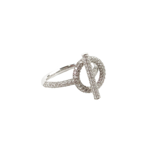 Hermes Echappe Small Model 18k White Gold with Diamonds Ring Size 54 - photo 1