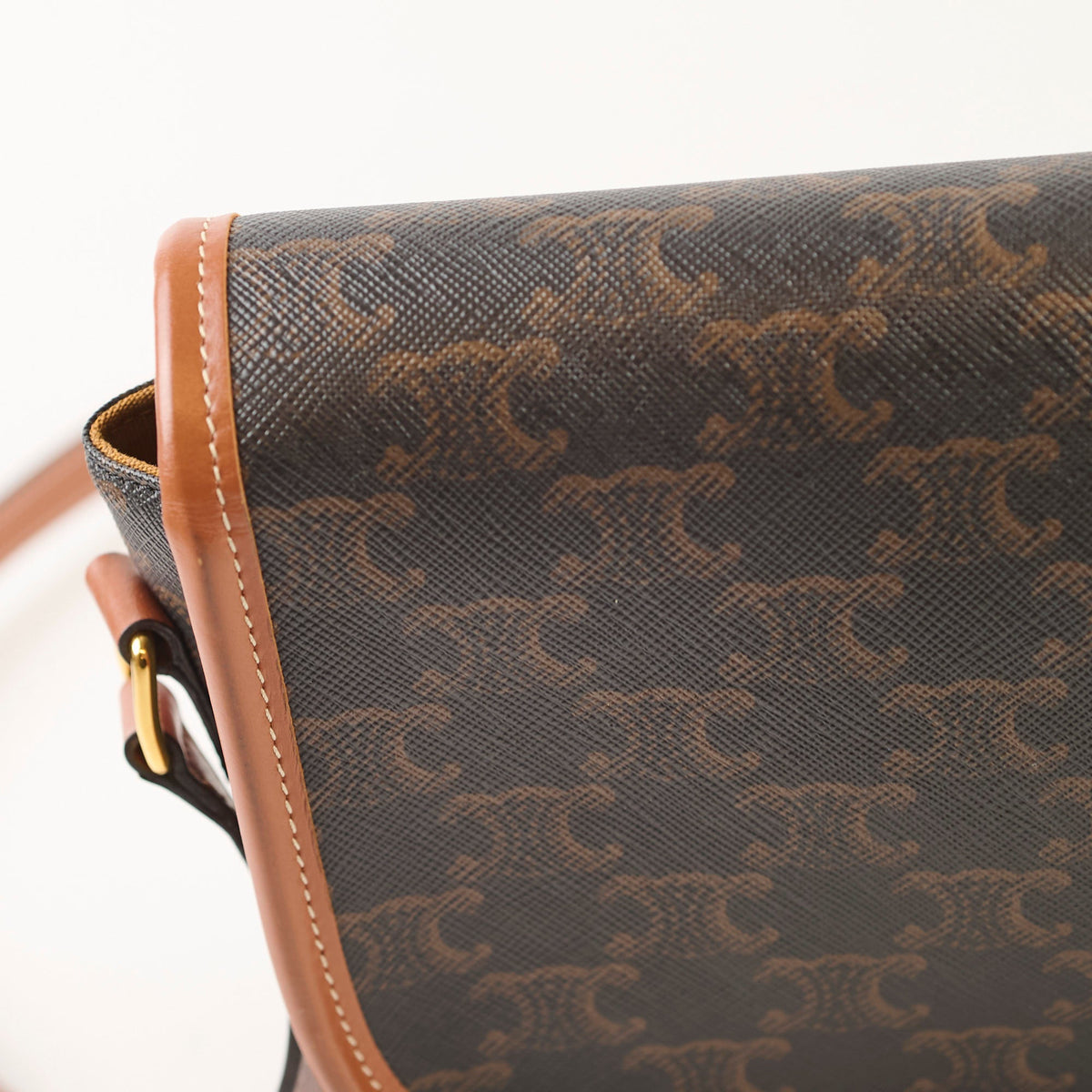 Celine Triomphe Medium Folco Crossbody Tan Brown - photo 6