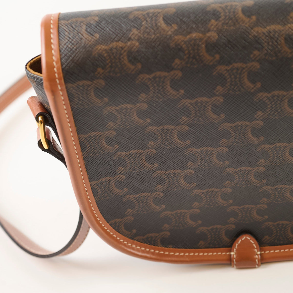 Celine Triomphe Medium Folco Crossbody Tan Brown - photo 7