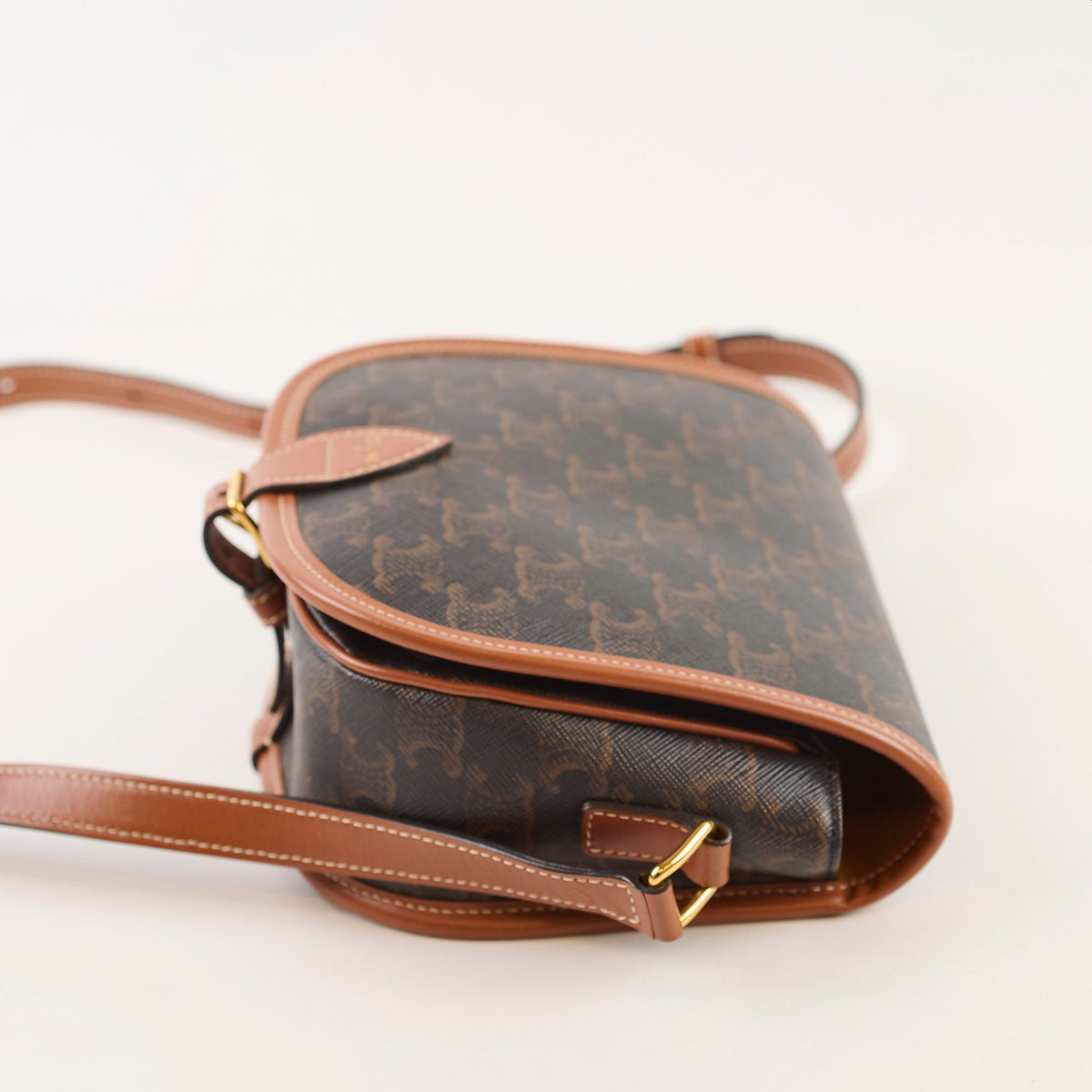 Celine Triomphe Medium Folco Crossbody Tan Brown - photo 3