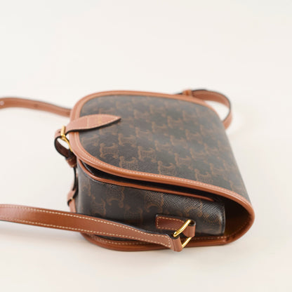 Celine Triomphe Medium Folco Crossbody Tan Brown - photo 3
