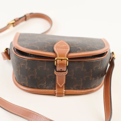 Celine Triomphe Medium Folco Crossbody Tan Brown - photo 4