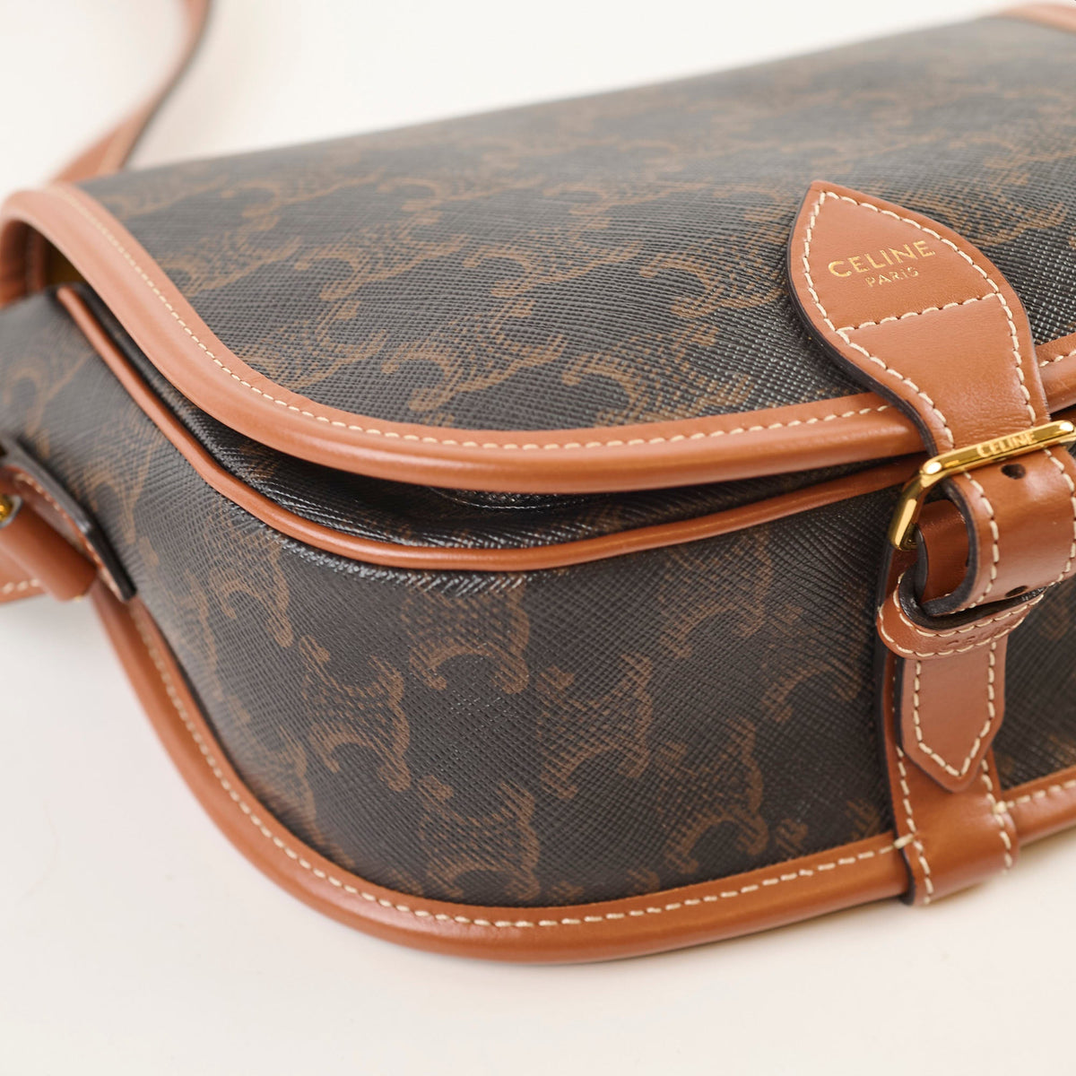 Celine Triomphe Medium Folco Crossbody Tan Brown - photo 13