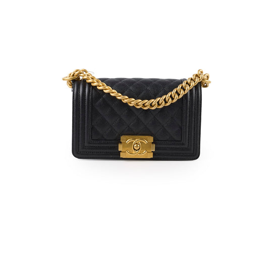 Chanel Small Boy Bag Black Caviar GHW (microchip) Leather Lined - photo 1
