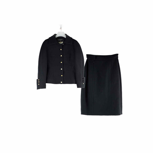 Chanel Wool Suit Jacket and Skirt Set Black - photo 1