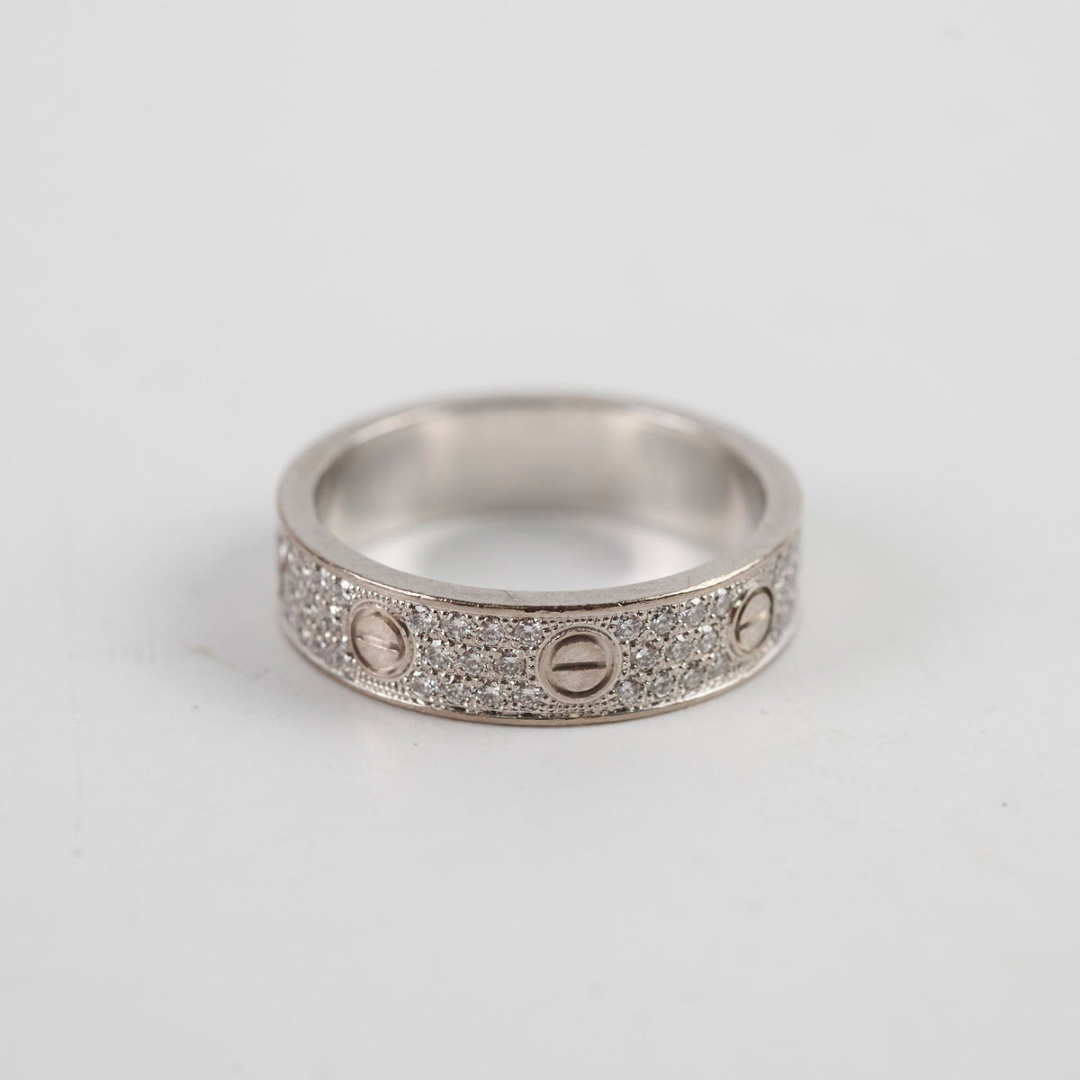 Cartier Pave Diamonds Love Ring White Gold Size 53 - photo 3