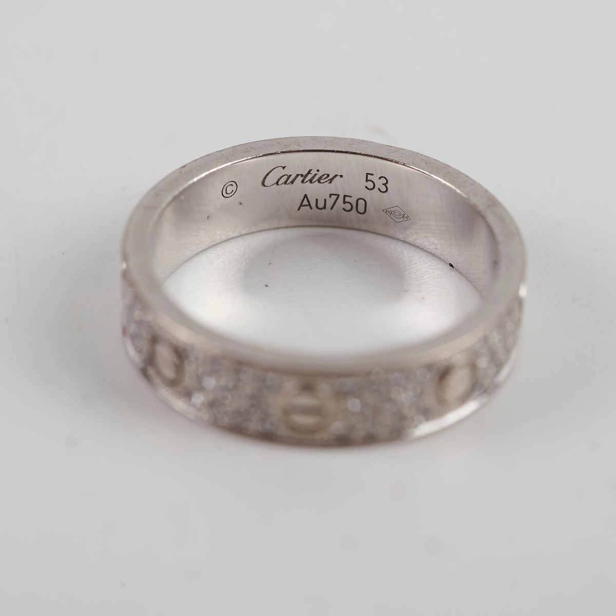 Cartier Pave Diamonds Love Ring White Gold Size 53 - photo 7