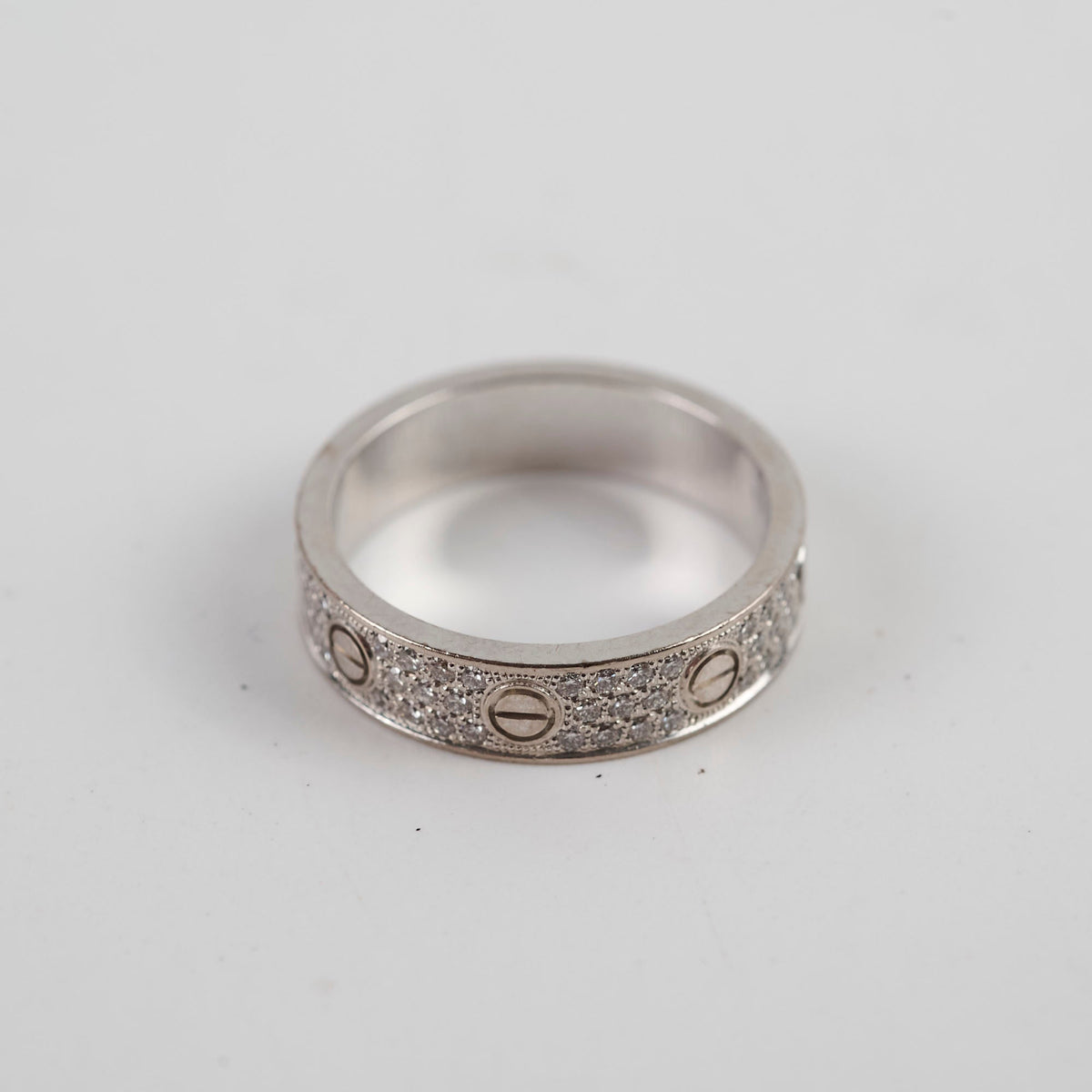 Cartier Pave Diamonds Love Ring White Gold Size 53 - photo 6