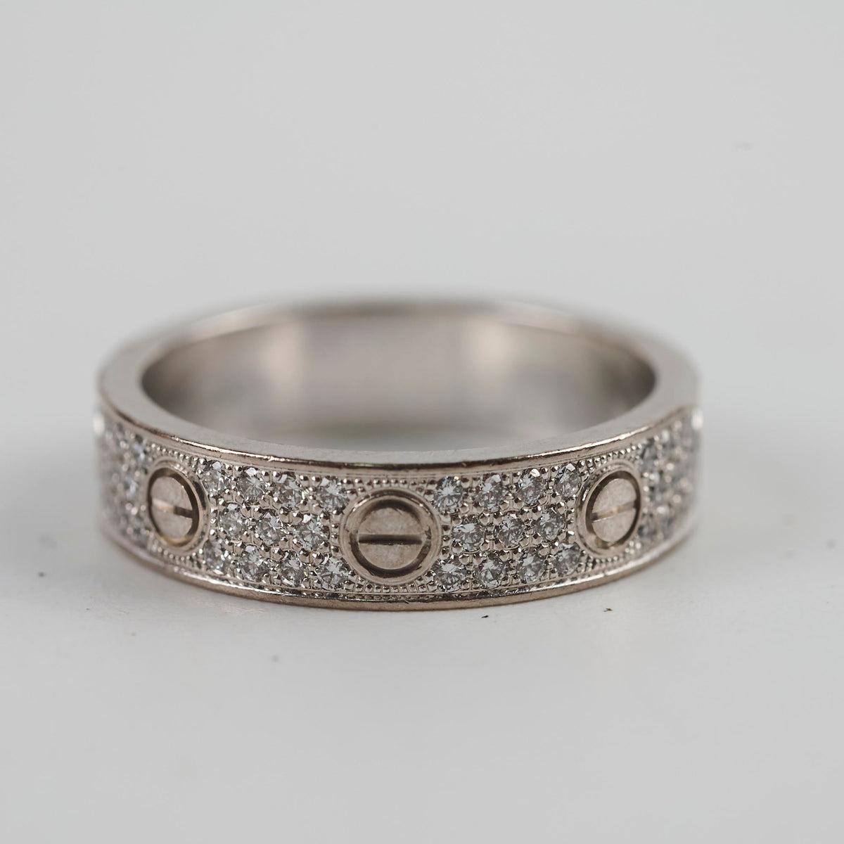 Cartier Pave Diamonds Love Ring White Gold Size 53 - photo 5