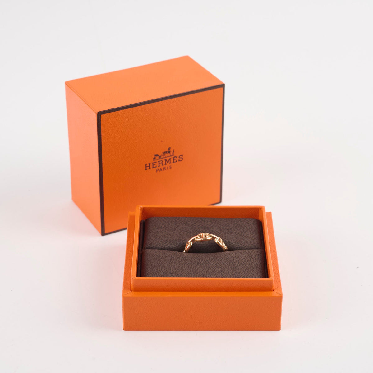 Hermes Chaine Rose Gold Ring Size 50 - photo 2