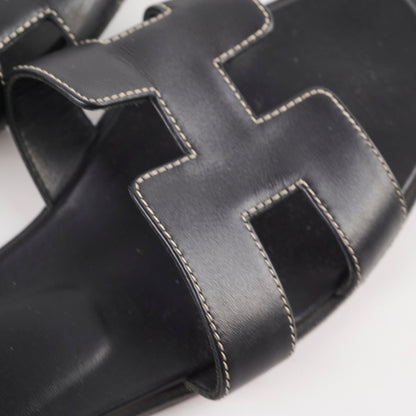 Hermes Oran Slides Black Size 37.5 - photo 5