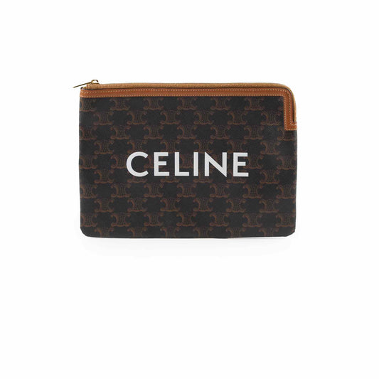 Celine Triomphe Logo Clutch Brown - photo 1