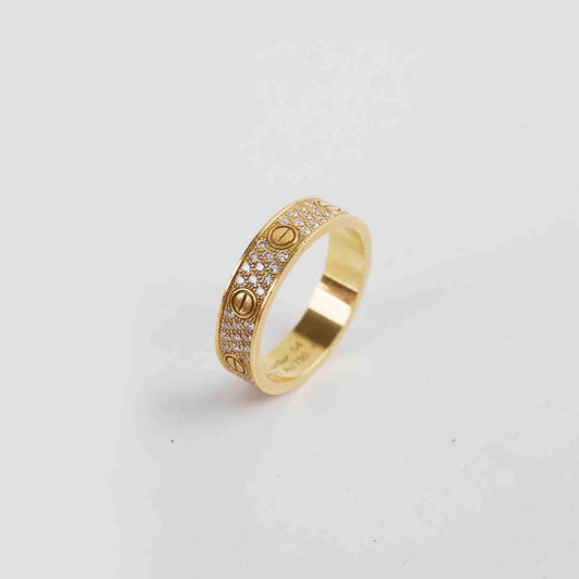 Cartier Pave Diamonds Love Ring SM Yellow Gold Size 54 - photo 2