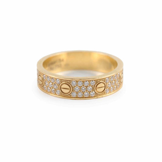 Cartier Pave Diamonds Love Ring SM Yellow Gold Size 54 - photo 1