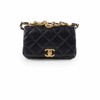 Chanel Mini Flap Bag with Top Handle Black 22A Microchipped - photo 1