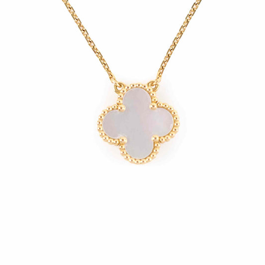 Van Cleef & Arpels Vintage Alhambra Mother of Pearl MOP Necklace Yellow Gold - photo 1