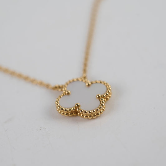Van Cleef & Arpels Vintage Alhambra Mother of Pearl MOP Necklace Yellow Gold - photo 2