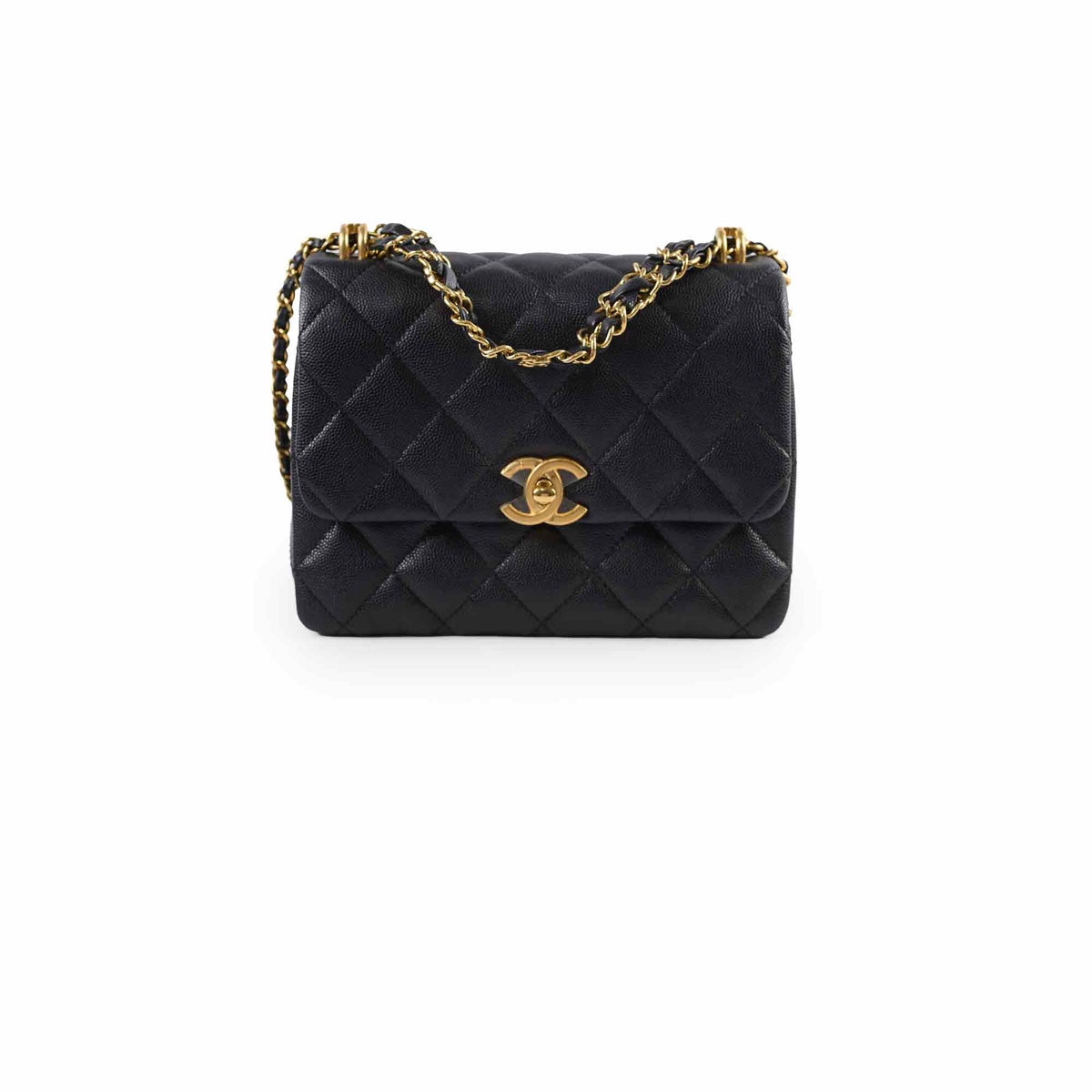 Chanel Caviar 22k Coco First Flap Bag Black Microchip - photo 1