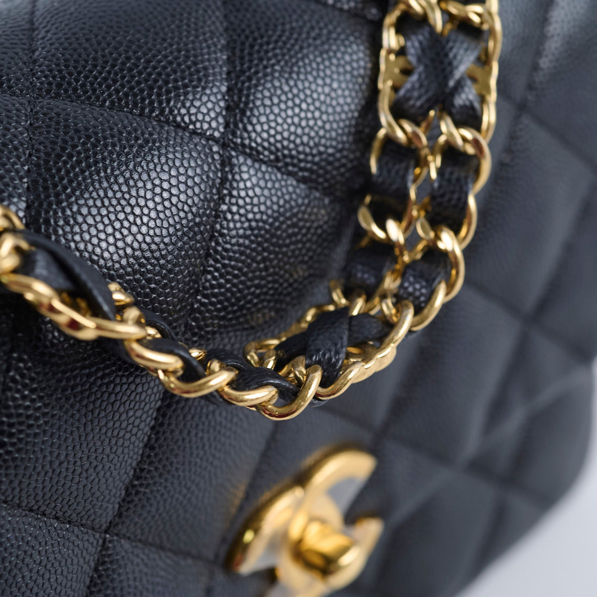 Chanel Caviar 22k Coco First Flap Bag Black Microchip - photo 16