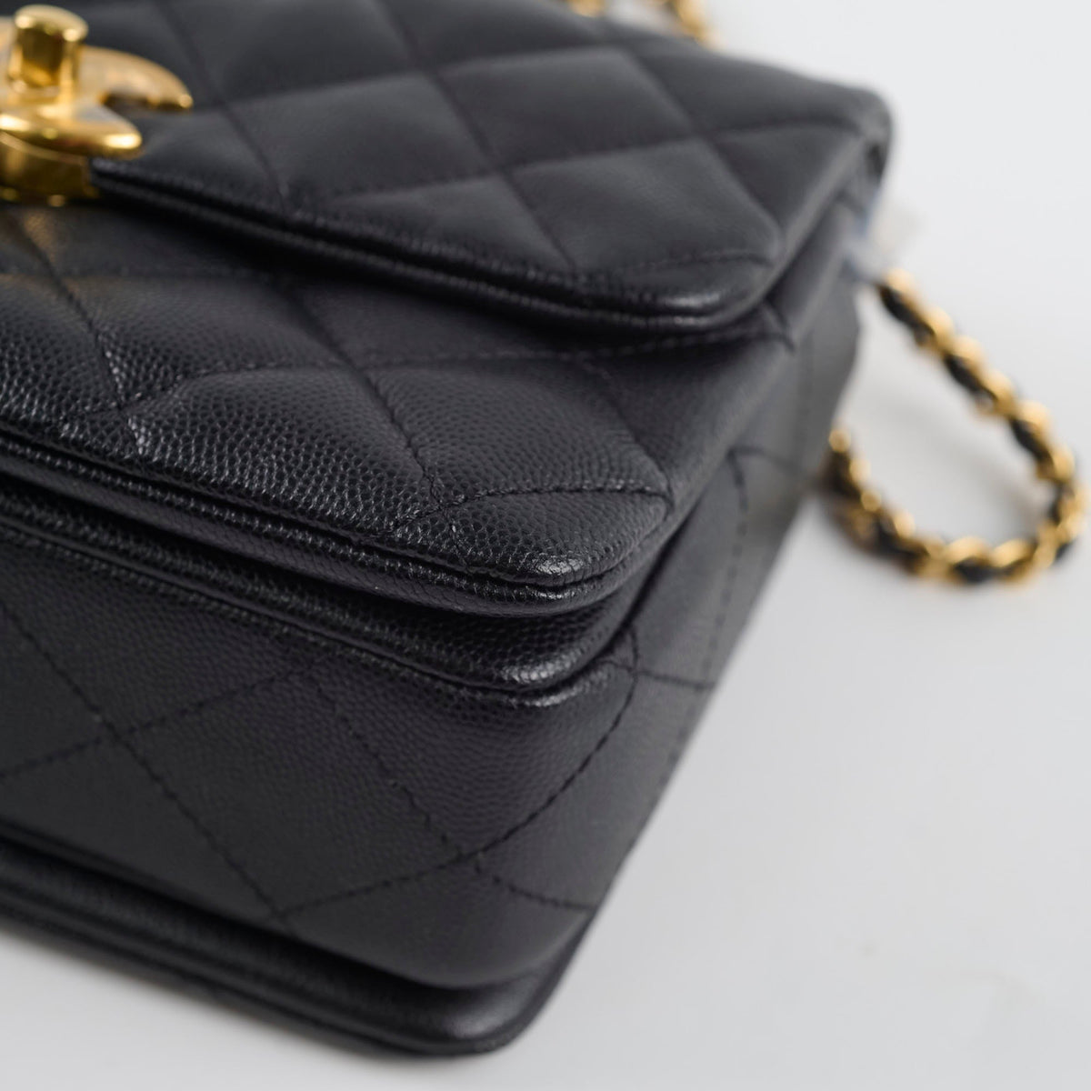 Chanel Caviar 22k Coco First Flap Bag Black Microchip - photo 21