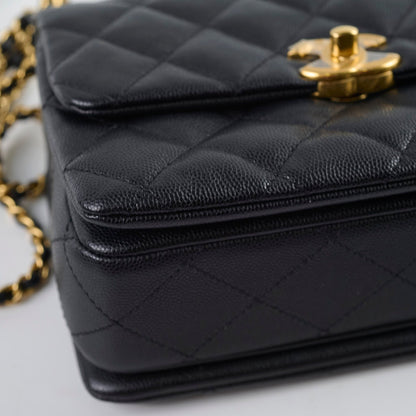 Chanel Caviar 22k Coco First Flap Bag Black Microchip - photo 19