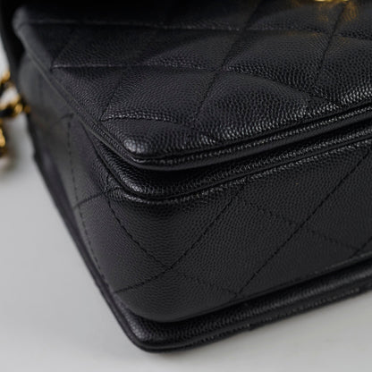 Chanel Caviar 22k Coco First Flap Bag Black Microchip - photo 8