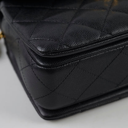 Chanel Caviar 22k Coco First Flap Bag Black Microchip - photo 7