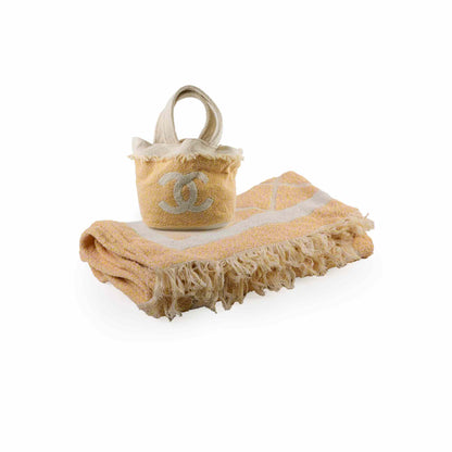 Chanel Coco Beach Bag & Towel Set Light Yellow/Pink - photo 1