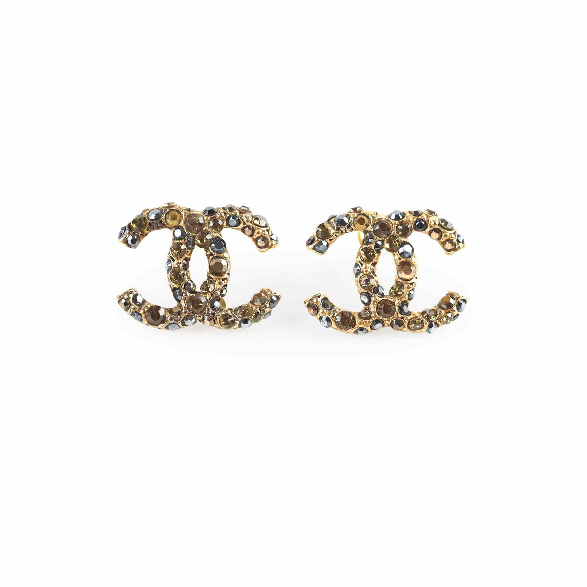 Chanel CC Crystal Gold Earrings Costume Jewellry - photo 1